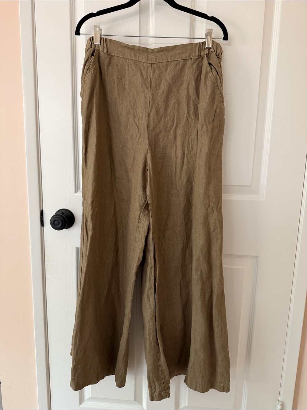 CP Shades The Wendy 100% Linen Wide Leg Palazzo Pants tan beige $238 large - Picture 2 of 6